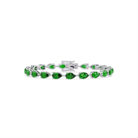 Pear-cut emerald green colorstone tennis bracelet in white gold
