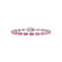 Pear-cut tourmaline pink colorstone tennis bracelet in white gold