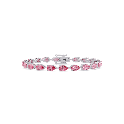 Pear-cut tourmaline pink colorstone tennis bracelet in white gold