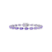 Pear-cut amethyst purple colorstone tennis bracelet in white gold