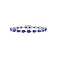 Pear-cut sapphire blue colorstone tennis bracelet in white gold