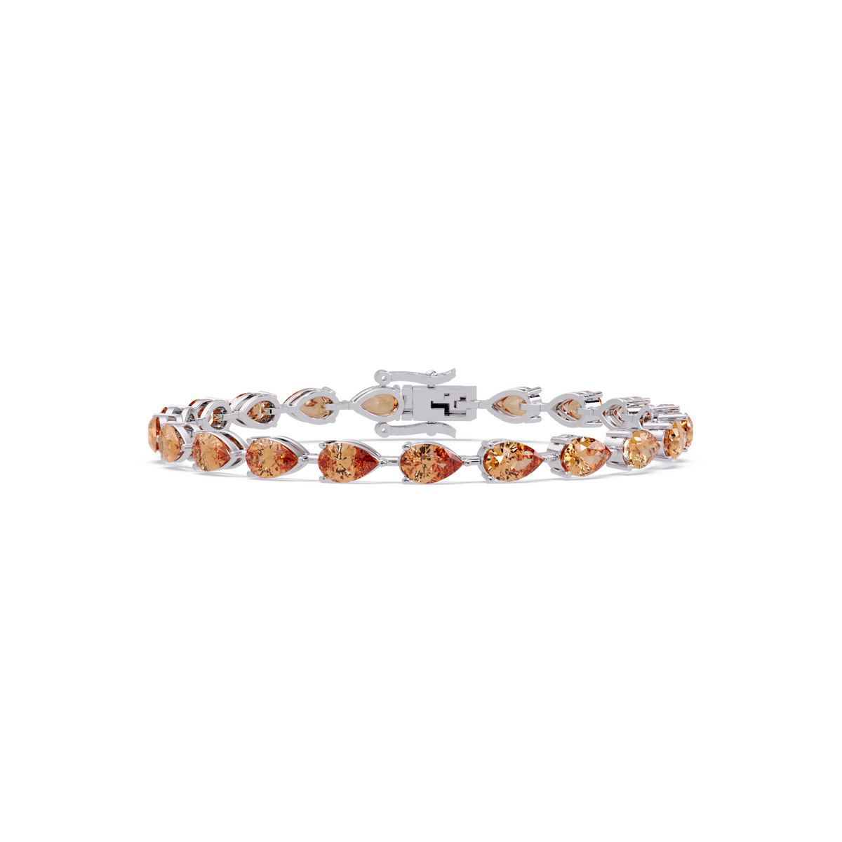 Pear-cut champagne topaz colorstone tennis bracelet in white gold