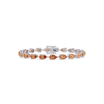 Pear-cut champagne topaz colorstone tennis bracelet in white gold