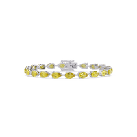 Pear-cut citrine yellow colorstone tennis bracelet in white gold