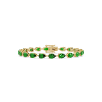 Pear-cut emerald green colorstone tennis bracelet in yellow gold