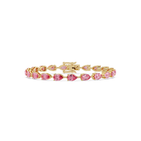 Pear-cut tourmaline pink colorstone tennis bracelet in yellow gold