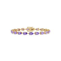 Pear-cut amethyst purple colorstone tennis bracelet in yellow gold