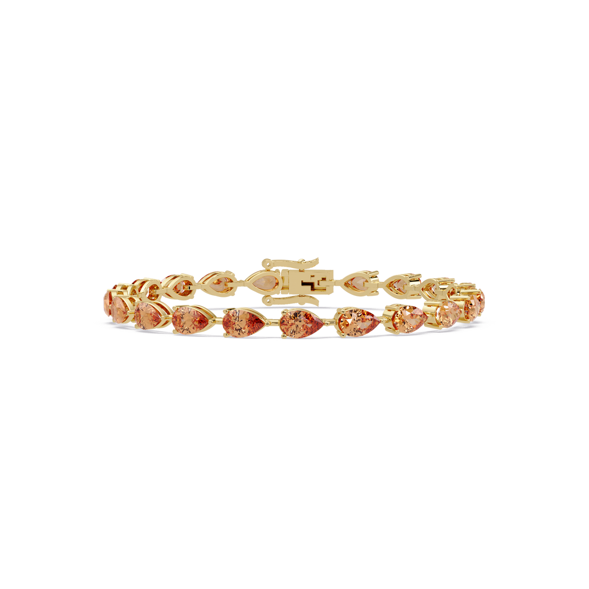 Pear-cut champagne topaz colorstone tennis bracelet in yellow gold
