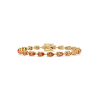 Pear-cut champagne topaz colorstone tennis bracelet in yellow gold