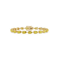 Pear-cut citrine yellow colorstone tennis bracelet in yellow gold