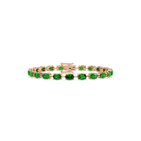 Oval-cut emerald green colorstone tennis bracelet in rose gold