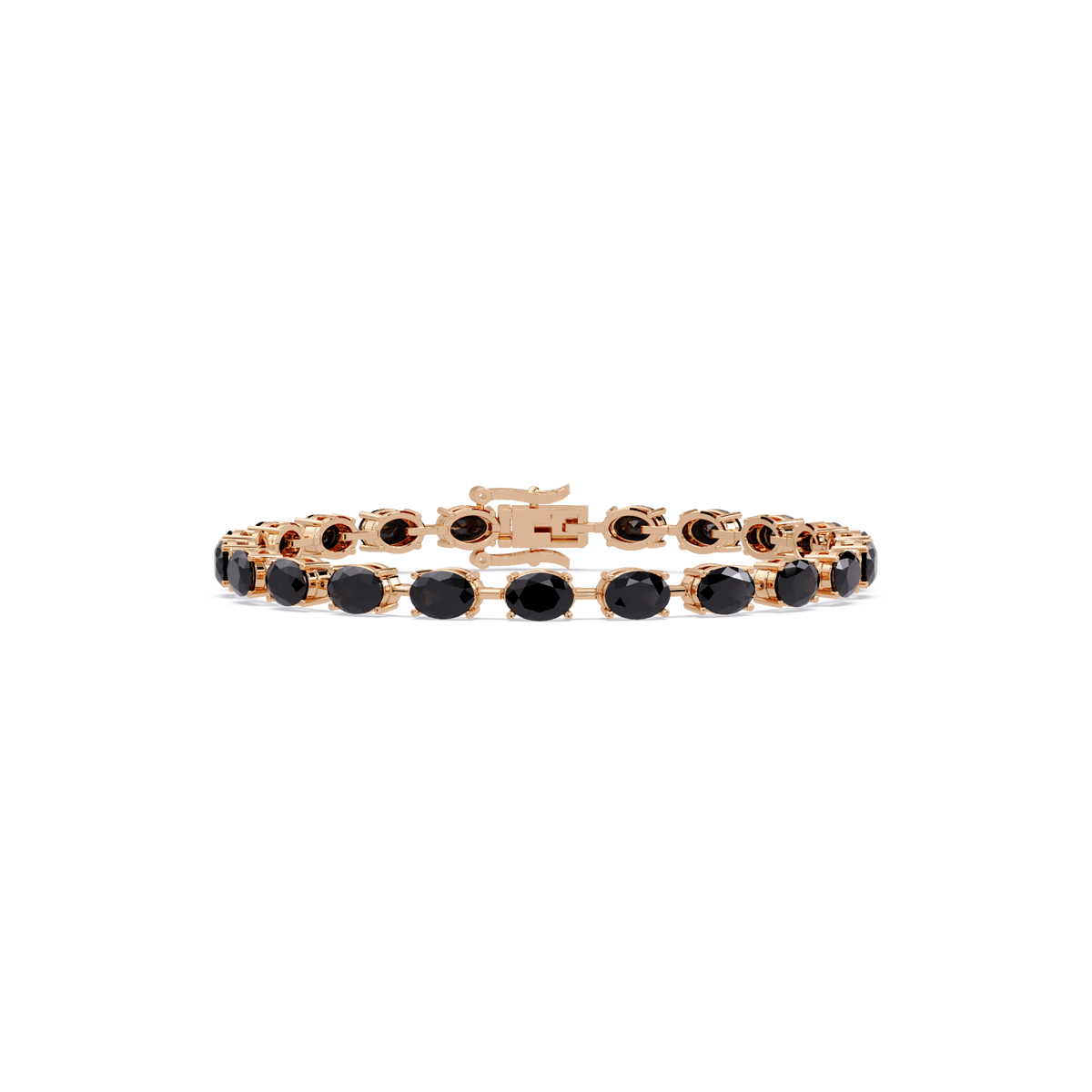 Oval-cut onyx colorstone tennis bracelet in rose gold