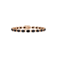 Oval-cut onyx colorstone tennis bracelet in rose gold