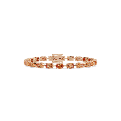 Oval-cut champagne topaz colorstone tennis bracelet in rose gold