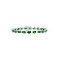 Oval-cut emerald green colorstone tennis bracelet in white gold