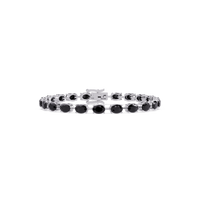 Oval-cut onyx colorstone tennis bracelet in white gold