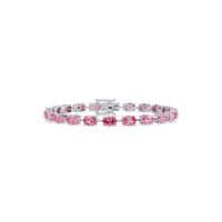 Oval-cut tourmaline pink colorstone tennis bracelet in white gold