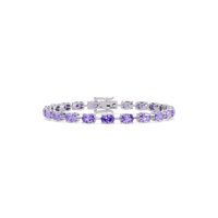Oval-cut amethyst purple colorstone tennis bracelet in white gold