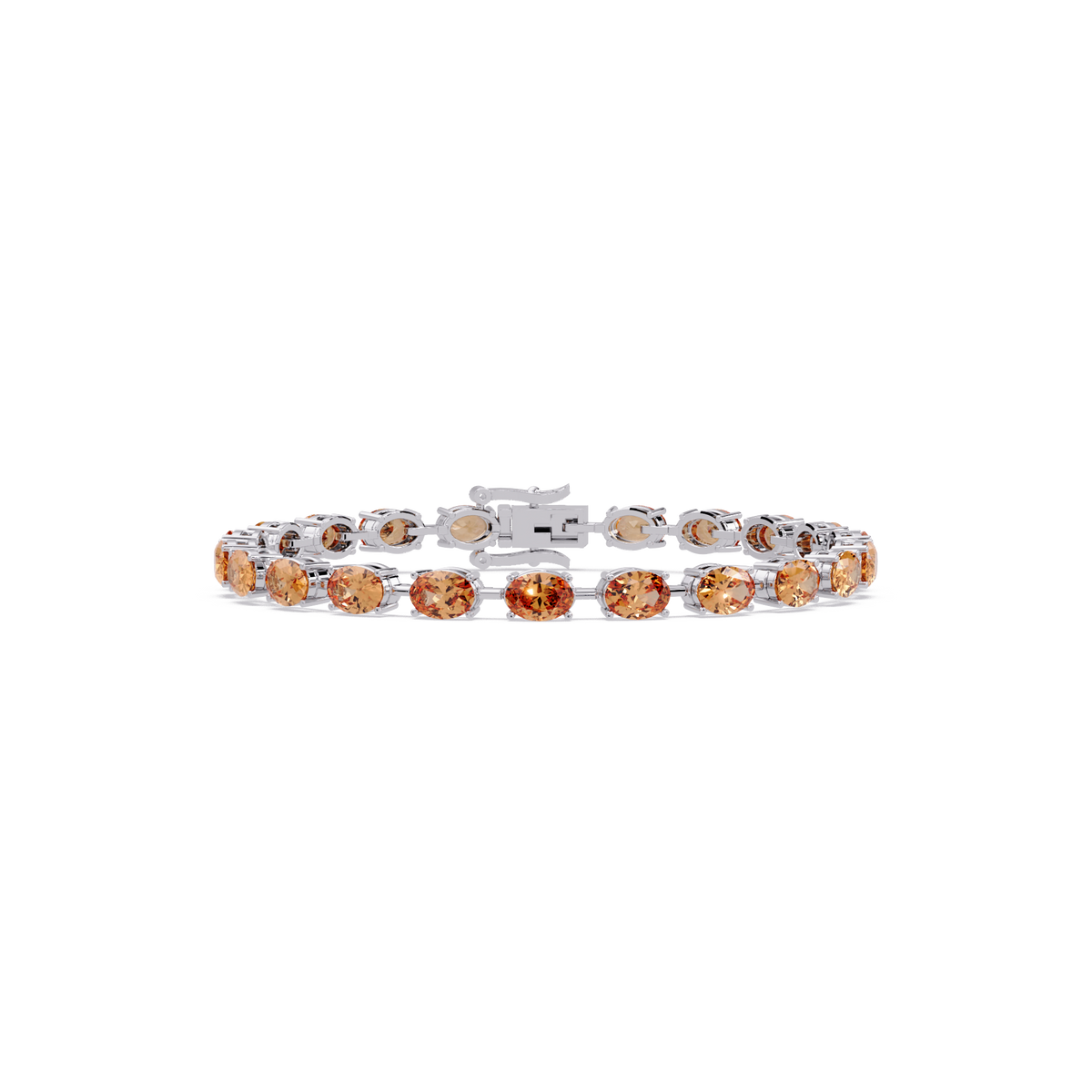 Oval-cut champagne topaz colorstone tennis bracelet in white gold
