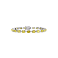Oval-cut citrine yellow colorstone tennis bracelet in white gold