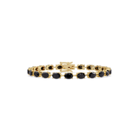 Oval-cut onyx colorstone tennis bracelet in yellow gold