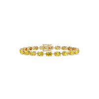 Oval-cut citrine yellow colorstone tennis bracelet in yellow gold