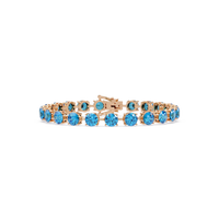 Round aquamarine blue colorstone tennis bracelet in rose gold