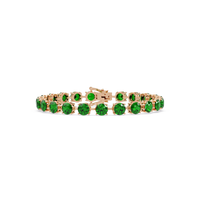Round emerald green colorstone tennis bracelet in rose gold