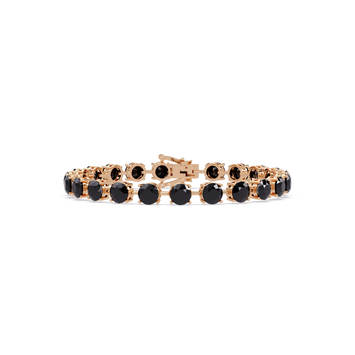Round onyx colorstone tennis bracelet in rose gold