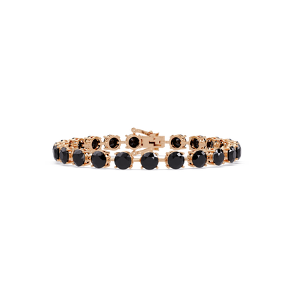 Round onyx colorstone tennis bracelet in rose gold