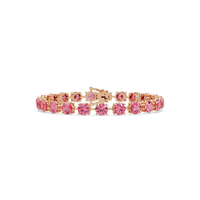 Round tourmaline pink colorstone tennis bracelet in rose gold