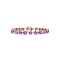 Round amethyst purple colorstone tennis bracelet in rose gold
