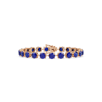 Round sapphire blue colorstone tennis bracelet in rose gold