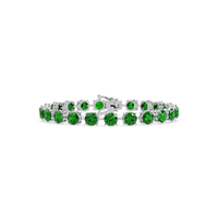 Round emerald green colorstone tennis bracelet in white gold