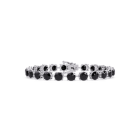 Round onyx colorstone tennis bracelet in white gold