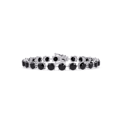 Round onyx colorstone tennis bracelet in white gold