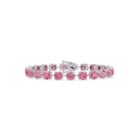 Round tourmaline pink colorstone tennis bracelet in white gold