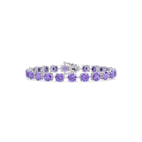 Round amethyst purple colorstone tennis bracelet in white gold