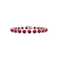 Round ruby red colorstone tennis bracelet in white gold