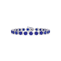 Round sapphire blue colorstone tennis bracelet in white gold