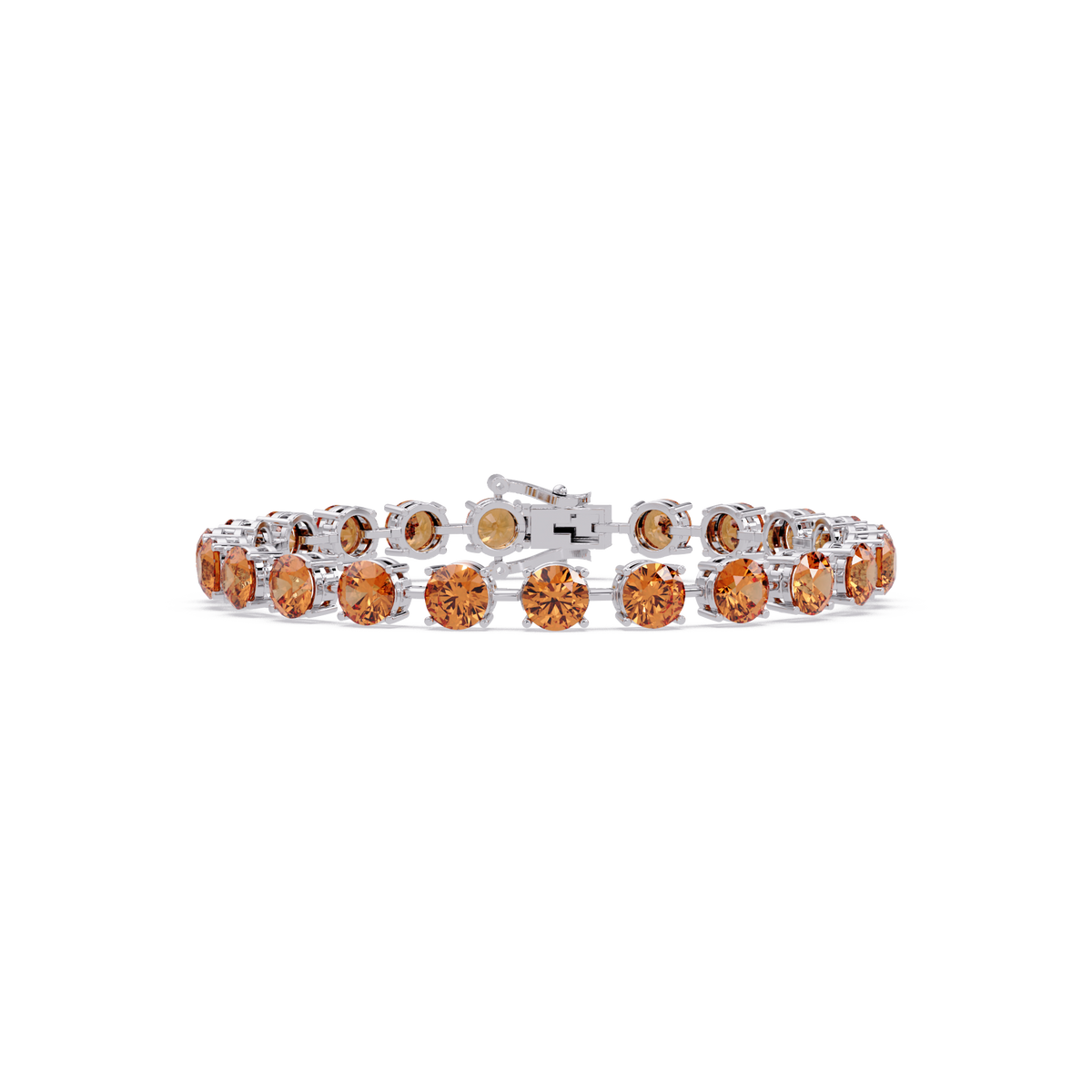Round champagne topaz colorstone tennis bracelet in white gold