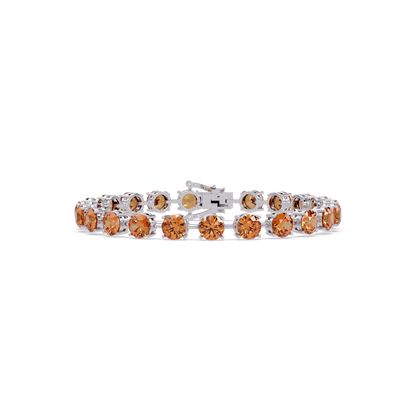 Round champagne topaz colorstone tennis bracelet in white gold