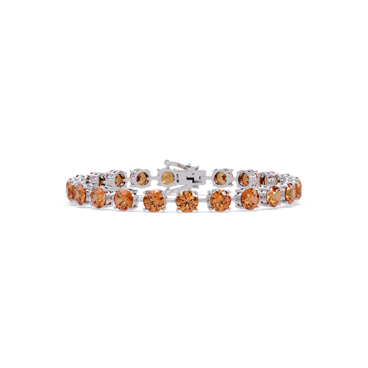 Round champagne topaz colorstone tennis bracelet in white gold