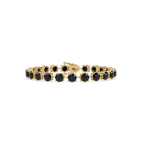 Round onyx colorstone tennis bracelet in yellow gold