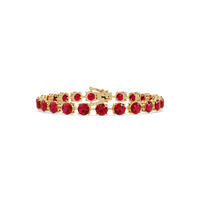Round ruby red colorstone tennis bracelet in yellow gold