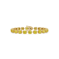Round citrine yellow colorstone tennis bracelet in yellow gold