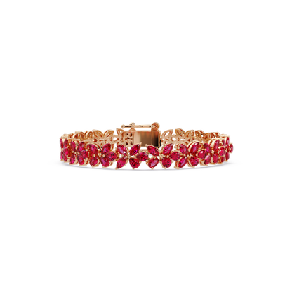 Mixed-shape ruby red colorstone tennis bracelet in rose gold