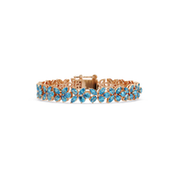 Mixed-shape aquamarine blue colorstone tennis bracelet in rose gold