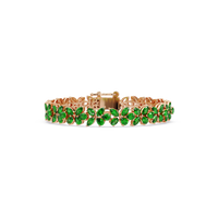 Mixed-shape emerald green colorstone tennis bracelet in rose gold