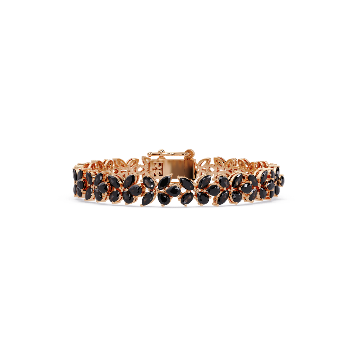 Mixed-shape onyx colorstone tennis bracelet in rose gold